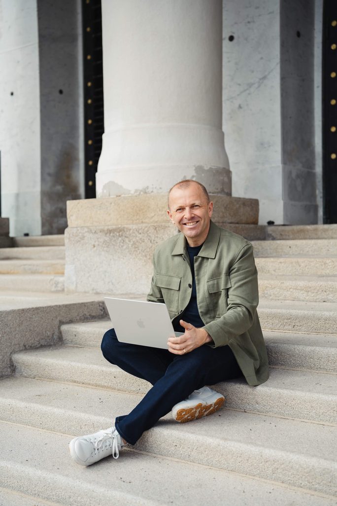 Chris Wilson, founder of Where I'm At, working on steps